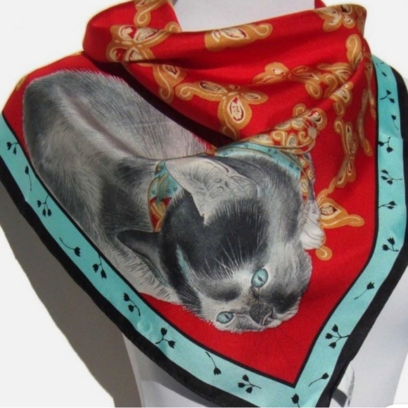 Metropolitan Museum of Art Vintage Silk Toko Cat scarf!!! - Picture 5 of 5